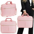 thumbnail image 2 of Gustave 15.6 inch Laptop Bag for Women Men Quilted Computer Briefcase Messenger Bags Large Laptop Case Handbag with Shoulder Strap for Work Office Business Travel - Pink, 2 of 9