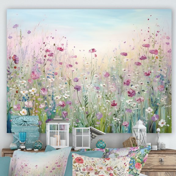 Designart "Meadow Abundance Of Wildflowers" Flower Field Canvas Art Print