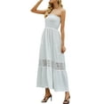 thumbnail image 3 of Franhais Women Beach Tube Dress with Lace Flowers, Solid Color Elegant Style Long Type Clothing, 3 of 9