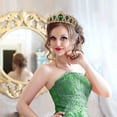 thumbnail image 4 of Miangastore Couronne Baroque de Mariée Rétro Coiffe de Mariage Accessoires de Cheveux pour Femmes (Vert et Doré), 4 of 9