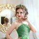 thumbnail image 5 of GOOHOCHY Corona de novia barroca, tocado de boda retro, accesorios para el cabello de fiesta para mujeres, mujeres (verde y dorado), 5 of 7