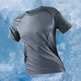 thumbnail image 3 of FRSASU Men's Short Sleeve T-Shirts Athletic Casual Crewneck Stretch Pullovers Tops Summer Workout Running Tee Tops Gray-A, 3 of 6
