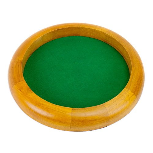 Wiz Dice 12" FeltLined Round Wooden Dice Tray, Contains Rolls