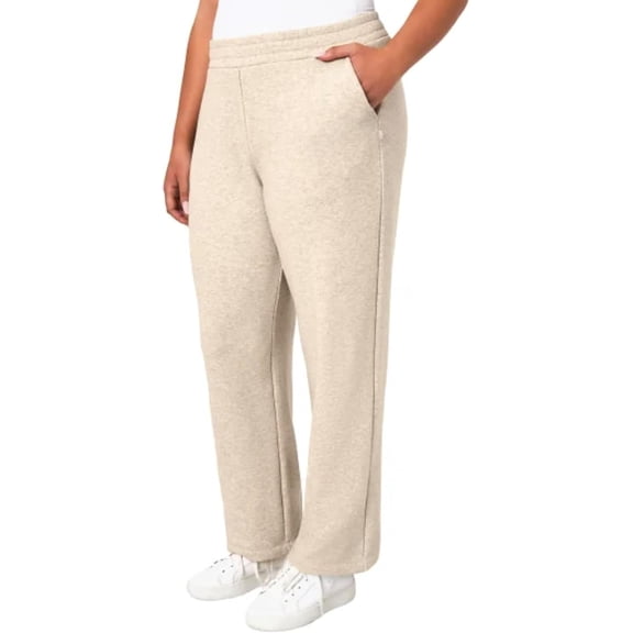 Mondetta Women's Pull On High Waisted Fleece pant, Tan, Medium
