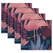 4 Pack 20'' x20" Satin Table Napkins Dinner Napkins for wedding Party Decoration events Flamingos and Leopard Print