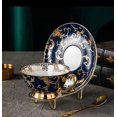 thumbnail image 4 of YBK Tech Euro Style Bone China Cup& Saucer Set Ceramic Tea Coffee Cup compatible Home Kitchen Wedding (Retro Flower Pattern- Dark Blue)_Gift Of G, 4 of 5