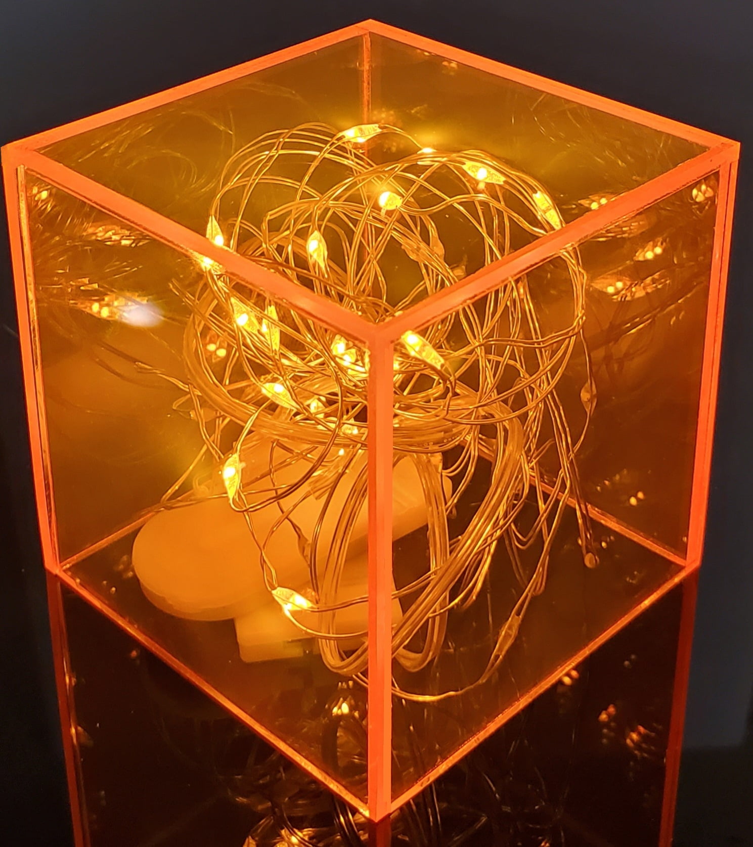 Neon Blue Acrylic Display Cube - 6x6x6 Inch Decorative Showcase Box For Retail & Collections