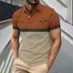 thumbnail image 2 of Mens Manga Corta Botón Abajo Camisas con Bolsillo Pulover Botón de Impresión de la Camisa de Solapa de Poliéster Cuello de Vuelta, Blusa Casual para Hombres, 2 of 5