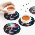 thumbnail image 6 of Honeii Modern Abstract Colorful Skull B Print Leather Coaster Set of 6, Ideal for Safeguarding Your Furniture from Drinks Spills and Effortless Cleanup,Round Shape, 6 of 6