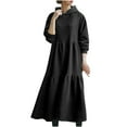 thumbnail image 4 of YUNAFFT Womens Dresses Clearance Women Hooded Neck Solid Color Long Sleeve Loose Dress Long Dress With Pockets Sale, 4 of 8