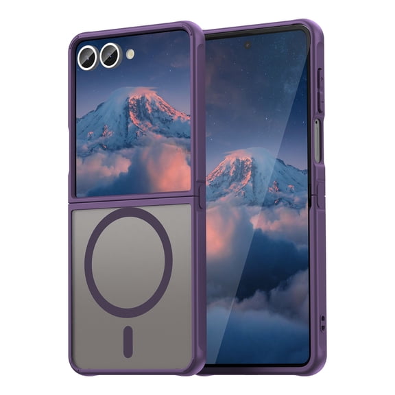 Magnetic Shockproof for Samsung Galaxy Z Flip 7 Case, Compatible for MagSafe, Military Grade Protection, Translucent Slim Case For Samsung Galaxy Z Flip 7 Anti-Fingerprint Anti-Scratch,Purple