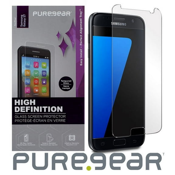 PureGear Puretek 9H .45mm Japanese Tempered Glass [with Easy Install Tray] for Samsung Galaxy S7, SM-G930