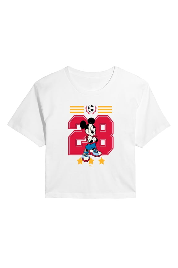 - Mickey Mouse Soccer Jersey - Juniors Cropped Graphic T-Shirt