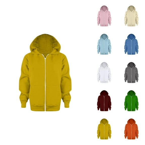 Sweatshirt Color Solid Zip Jackets Long Hoodie Top Sleeve Up Girls Kids Boys Coat&jacket Zip Up Hoodie Zip Up Hoodie Boys