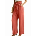 thumbnail image 2 of Women'S Wide Leg Pants with Pockets High Waist Adjustable Knot Loose Casual Trousers Business Work Pants Red XXL, 2 of 6