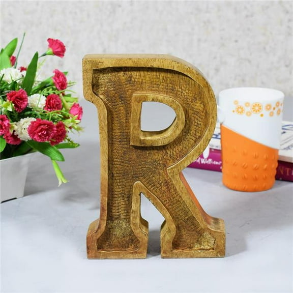 R Alphabet Handmade Letter Block Eco-Friendly Wall Decor, Natural