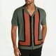 thumbnail image 1 of Blusa y camisa de manga corta con cuello vuelto Camisa de punto a rayas de verano para hombre con cuello en contraste y camisa hueca de manga corta Camiseta/camisa de manga corta con cuello vuelto Top, 1 of 5