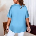 thumbnail image 5 of Rvasteizo Womens Summer Short Sleeve V Neck Blouses Shirts Solid Color Plus Size Satin Fabric Casual Loose Top, 5 of 5