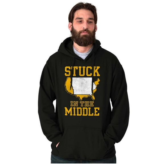 Iowa Stuck in Middle Funny Midlands Unisex Plus Fleece Graphic Hoodie Brisco Brands 2X