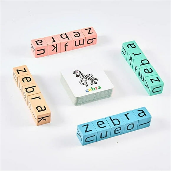 BINGLI Word Spelling Game, Matching Letter Game for Kids, Fast-paced Word Race Cube Game with Flash Cards Alphabet Blocks, Preschool Learning Educational Toys Gift for Kids Ages 3-8