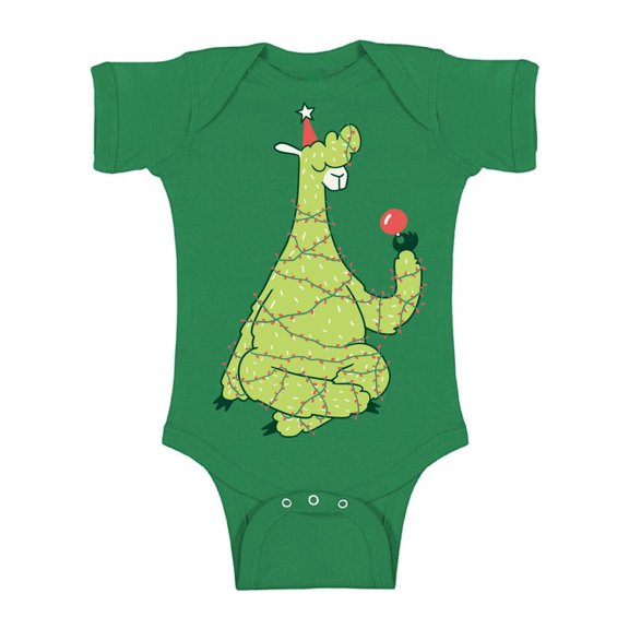 Christmas Llama Bodysuit Short Sleeve Xmas Tree T-Shirt for Baby Boys Baby Girls Kids Lama One Piece Top