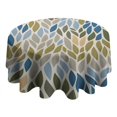thumbnail image 4 of Blue Leaf and Vine Pattern Round Tablecloth 60"x60",Wrinkle Wipeable Table Cloth for Kitchen Dining Room Picnic Patio Party, 4 of 6