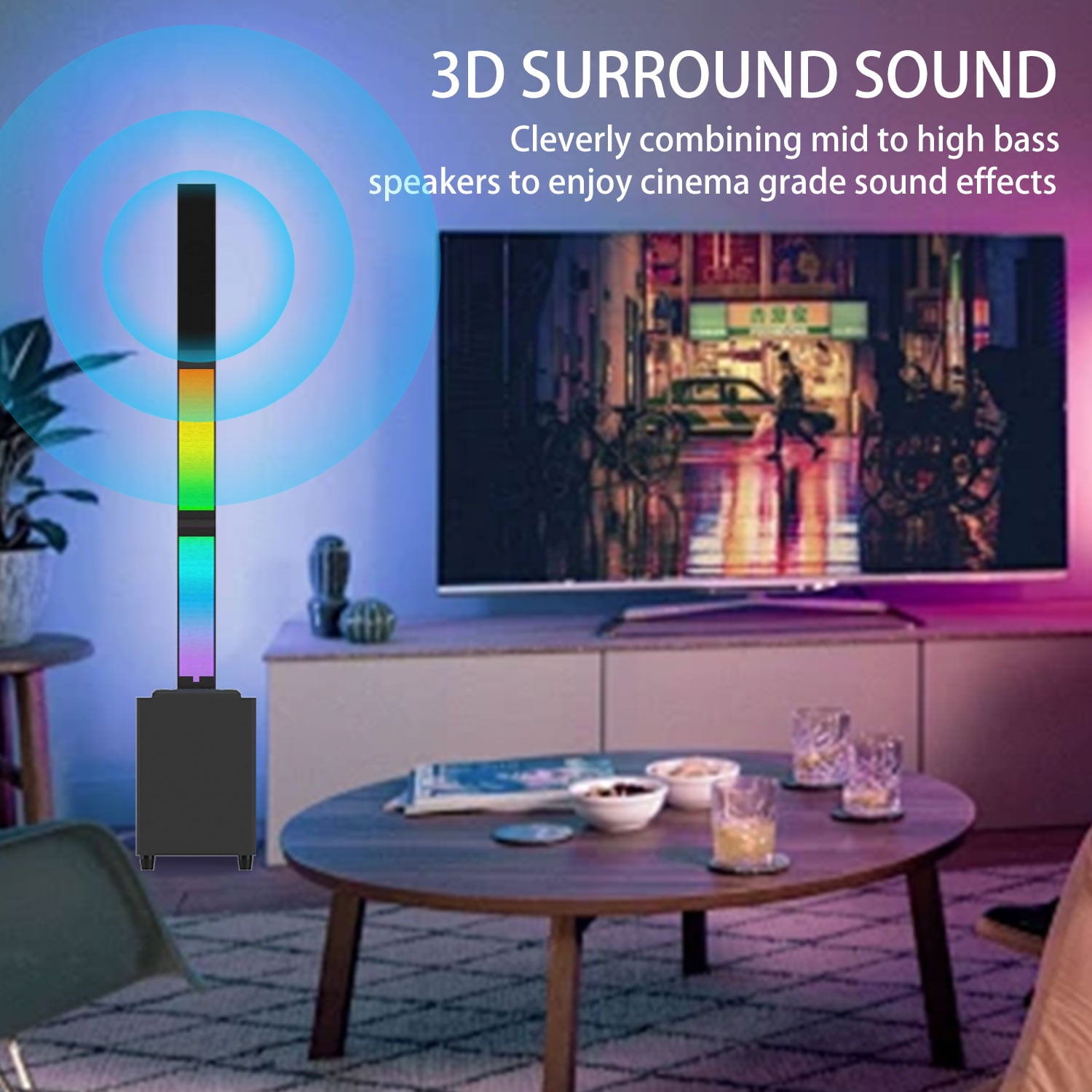 Bluetooth Speaker 2.1 Subwoofer RGB Detachable TWS Wireless Karaoke Home Theater