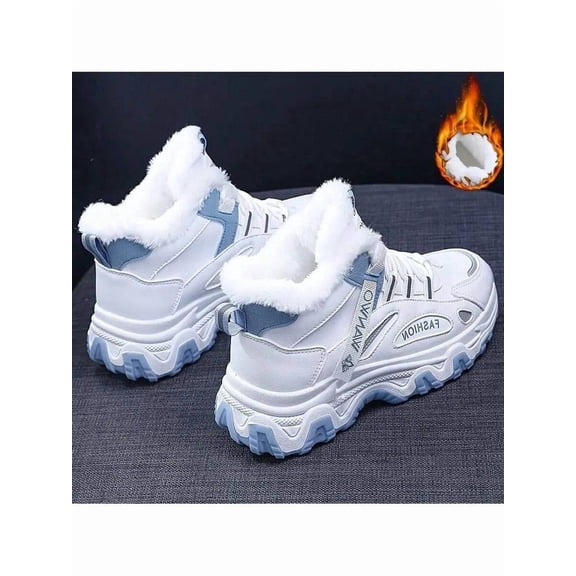 Women's Outdoor Athletic Comfortable Thick-Soled Fleece-Lined Sports Walking Shoes Breathable Casual Design