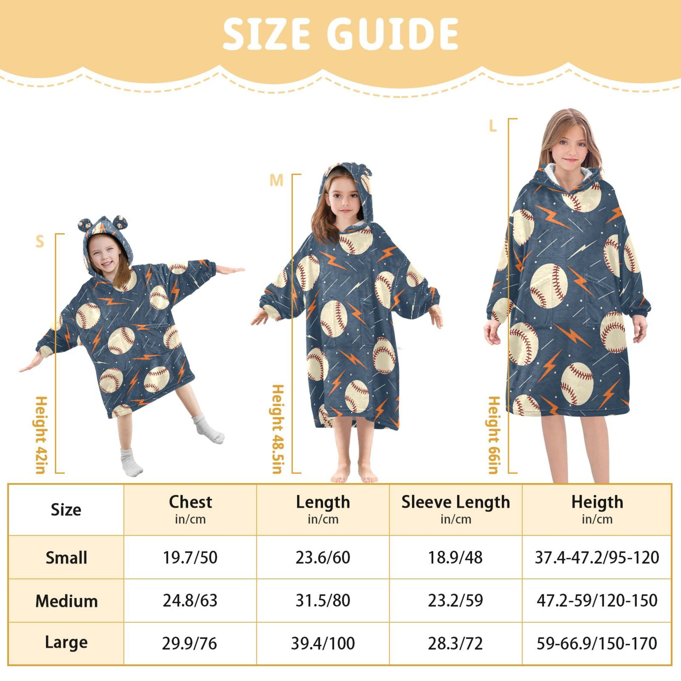 joogoo Wearable Blanket Hoodie for Baseballs with Lightning Oversized Sherpa Hooded 3-14 YR M