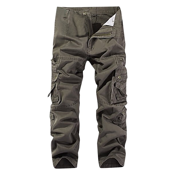 Pantalones largos para hombre, lavados con agua, para exteriores, informales, con bolsillo, cremallera sólida, rectos, de trabajo