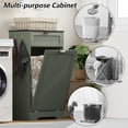 thumbnail image 3 of 13 Gallons Tilt Out Trash Can Cabinet, Wooden Fluted Trash Garbage Can Cabinet with Drawers, Hidden Laundry Hamper with Hooks for Kitchen Living Room, Green, 3 of 7