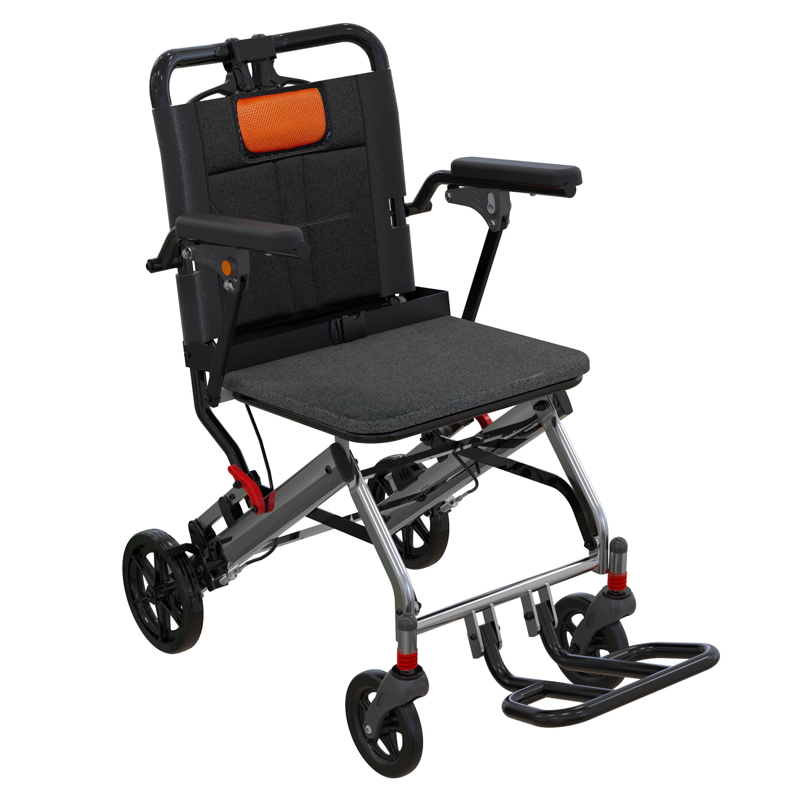 Ultra Lightweight Folding Wheelchair for Adults & Seniors, Aviation Aluminum Frame with Locking Handbrake & Removable Armrests – 220LB Capacity, Shock Absorption, Portable