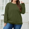 thumbnail image 3 of Dwellite Womens Plus Size Sweatshirts Crew Neck Long Sleeve Oversized Hoodies Fall Pullover Tops with Pockets 2025 Fashion Army Green 3XL, 3 of 6