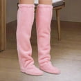thumbnail image 6 of yuksok over Knee High Fuzzy Socks Bedroom Boot Socks Lady Cozy Super Soft for Women Pink L, 6 of 9