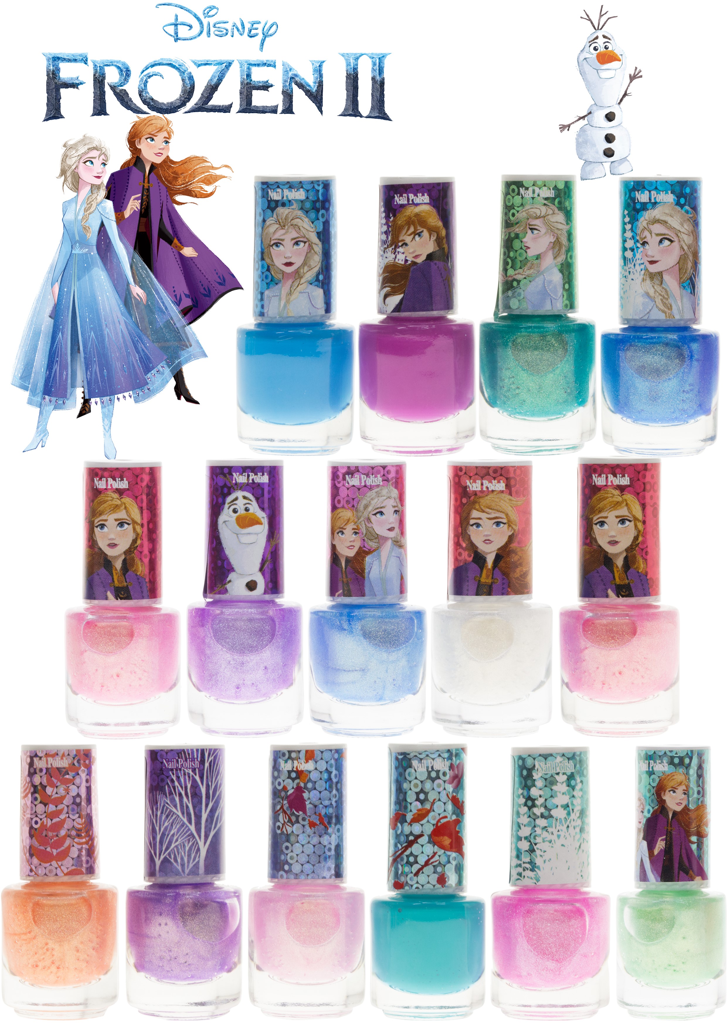($15 value) Disney Frozen II Nail Polish Gift Set Sparkle, Peel-Off, 18 pc - image 3 of 10