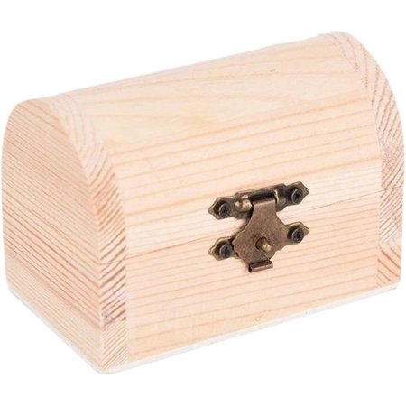 Unfinished Wooden Treasure Chest Box with Lid and Latch Natural Paulownia Wood Decorative Storage Box for Jewelry Crafts & Keepsakes