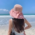 thumbnail image 4 of Diufon Wide Brim Straw Hat for Women Trendy Ruffled Hem Outdoor Beach Sun Hats Holiday Style Cap with Bow, 4 of 4