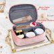thumbnail image 4 of Neceser de maquillaje de terciopelo para mujer con brocha de maquillaje, bolsillo con cremallera, bolsas de cosméticos de viaje con divisor, bolsa de maquillaje estrellada, C rosa, 11 Feliz Sencillez, 4 of 5