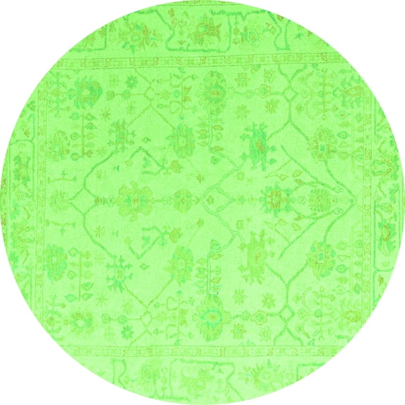 Ahgly Company Indoor Round Oriental Green Traditional Area Rugs, 5' Round