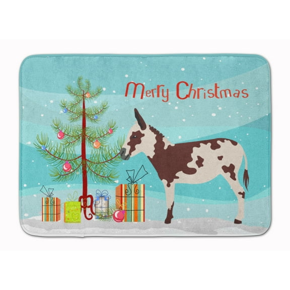 Carolines Treasures BB9218RUG American Spotted Donkey Christmas Machine Washable Memory Foam Mat Teal 19 X 27"