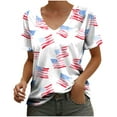 thumbnail image 3 of Elvqul Independence Shirts for Women American Flag Tops Patriotic White V-Neck Fourth of July Pullover Juniors Blouses Short Sleeve, 3 of 3
