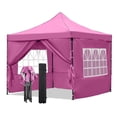 thumbnail image 2 of Ainfox 10' x 10'Heavy Duty Pop up Canopy Tent with Sidewalls,Folding Instant Outdoor Gazebo,Sun Shade Tent,Pink, 2 of 8