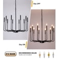 thumbnail image 3 of Q&S Black Modern Farmhouse Chandelier Light Fixtures 10-Lights Industrial Candle Chandeliers Hanging Pendant Light Fixture for Dining Room Bedroom Foyer Living Room UL Listed, 3 of 7