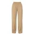 thumbnail image 3 of Lamiy Sweatpants Women Fall Winter Casual Workout Running Trousers Straight Elastic High Waist Comfy Joggers Pants,Beige,XXXXL, 3 of 9