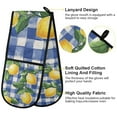 thumbnail image 2 of Yayeee Double Oven Mitt Kitchen Heat Resistant Baking 35" x7" Quilted Glove, Blue Plaid Lemon, 2 of 6