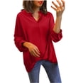 thumbnail image 2 of Women's Solid Color Lantern Sleeve Cotton Linen Shirt Long Sleeved Round Neck Top, Casual Loose Fit Batwing Sleeve Shirt, Comfortable Lightweight Top for Women, 2 of 4