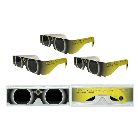 Solar Eclipse Glasses - ISO Certified, CE Approved- 3 Pairs Sleeved - 