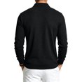 thumbnail image 4 of Long Sleeve Waffle Knit Polo Shirt For Men Chest Pocket Solid Color Business Casual Golf Top, 4 of 4
