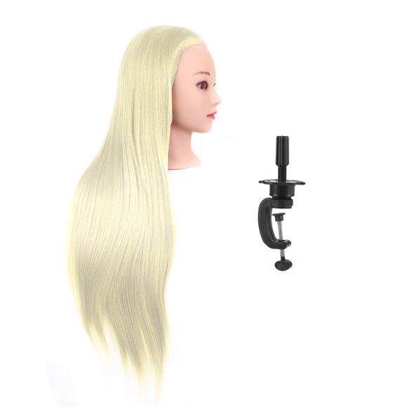 Riwcyla Mannequin Head with Clamp Holder for Braiding Hair 24'' Manikin Head Hairdresser Training Practice Head Cosmetology Dummy Head