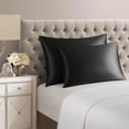 thumbnail image 3 of DISANGNI 100% Natural Mulberry Silk Pillow case for Hair and Skin with Hidden Zipper 22 Momme Both Sides Real Silk Pillow Case (1pc King Size 20"x36” Black), 3 of 6